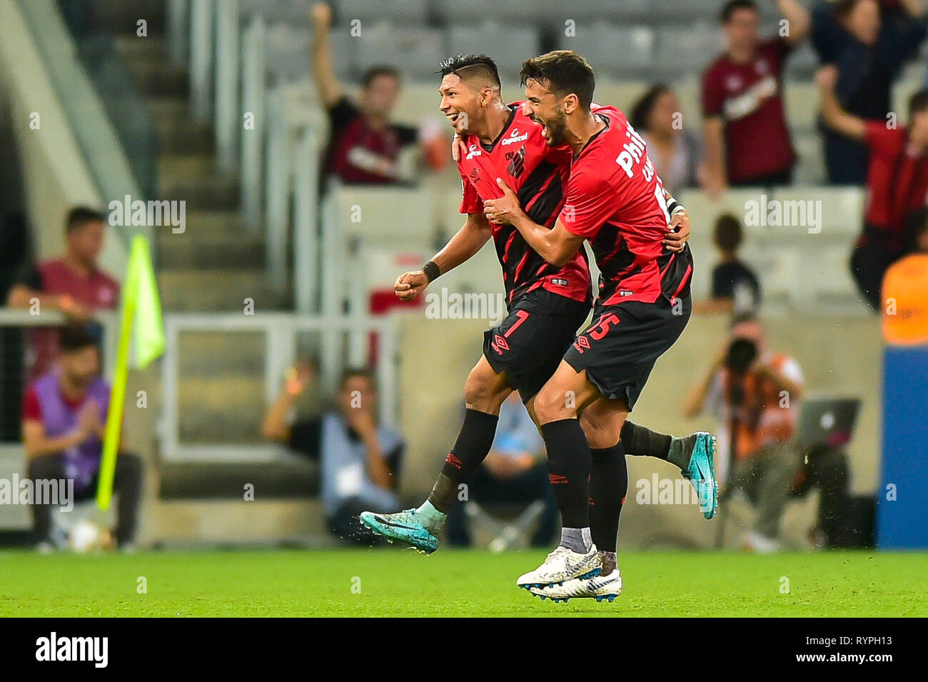 PR - Curitiba - 03/14/2019 - Libertadores 2019, Jorge Wilstermann Athletico PR x - Tomas Andrade, célèbre joueur Athletico-PR son but lors d'un match contre Jorge Wilstermann à Arena da Baixada pour le championnat de football 2019. Photo : Jason Silva / AGIF Banque D'Images
