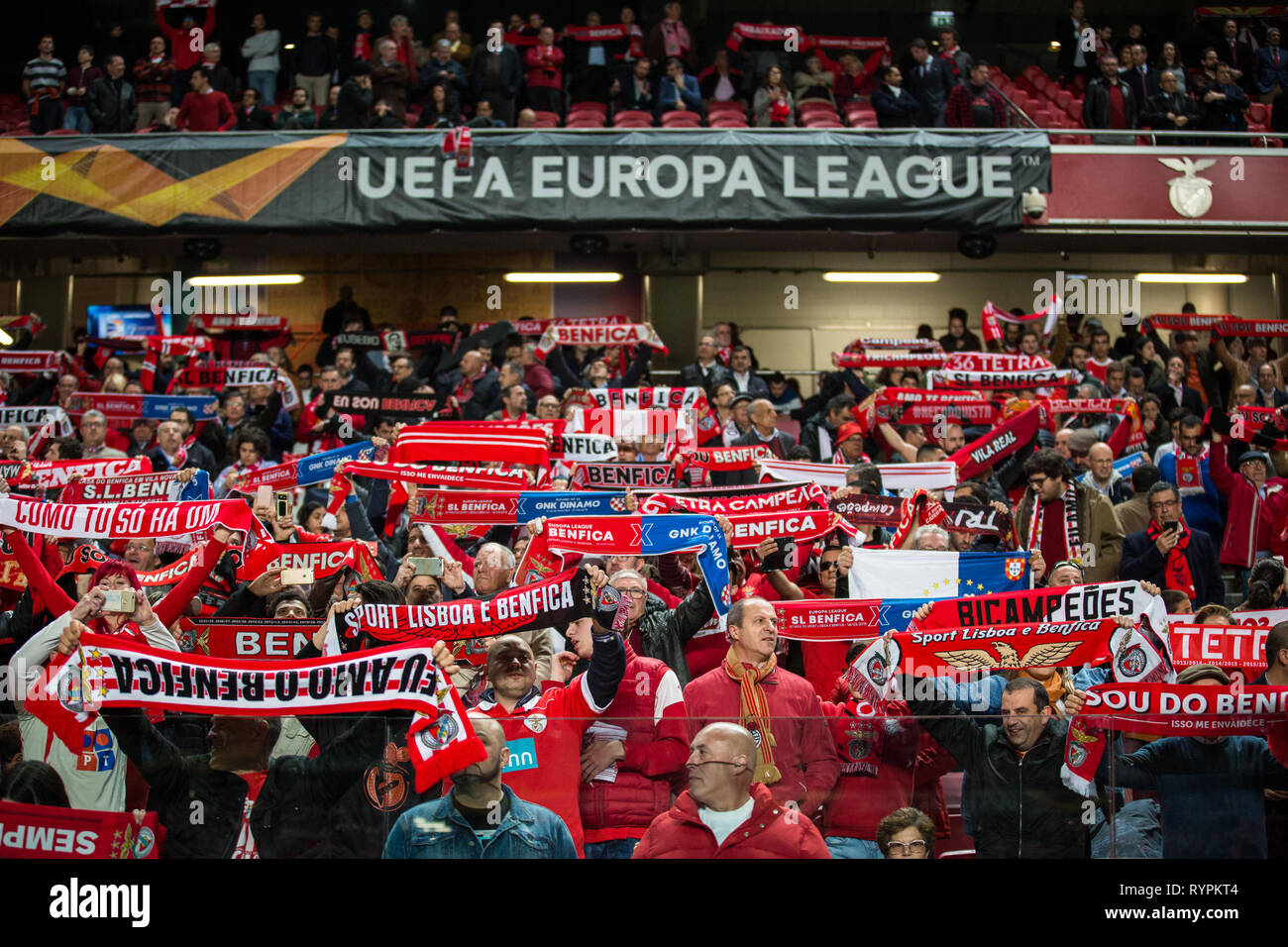 Fans avant le match de l'Europa League 2018/2019 match de football entre SL Benfica vs GNK Dinamo Zagreb. (Score final : SL Benfica 3 - 0 GNK Dinamo Zagreb) Banque D'Images