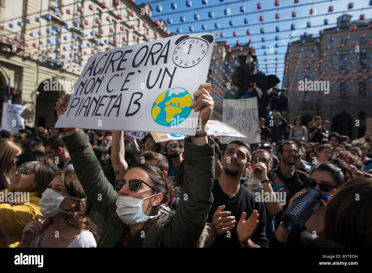 Turin, Piémont, Italie. Mar 15, 2019. Turin, Italy-March 15, 2019 : démonstration pour les crédit : Stefano Guidi/ZUMA/Alamy Fil Live News Banque D'Images