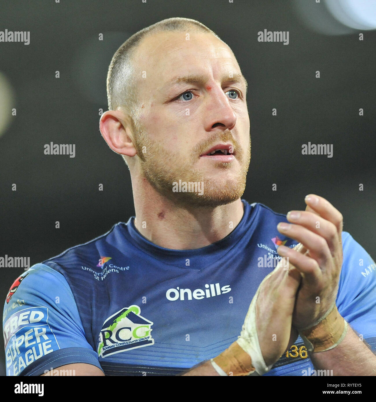 Huddersfield, UK. 14 mars 2019. John Smiths Stadium, Huddersfield, Angleterre ; Rugby League Super League Betfred, Huddersfield Giants vs Saint Helens ; Saint Helens' James Roby. Credit : Dean Williams/Alamy Live News Banque D'Images