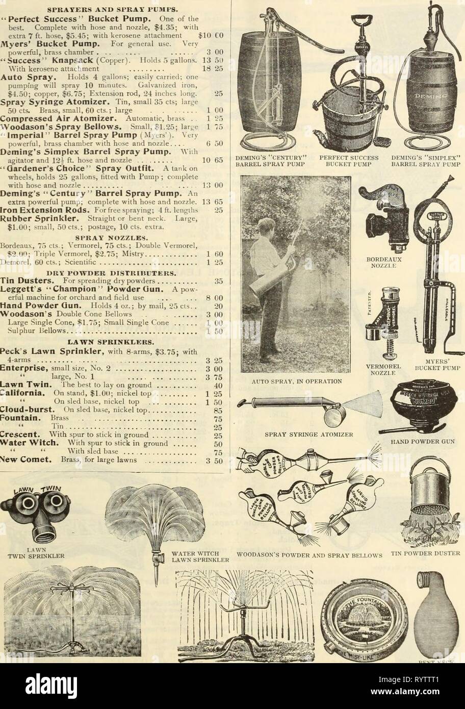 Dreer est milieu de l'été 1912 catalogue (1912) Dreer est milieu de l'été 1912 catalogue . dreersmidsummerc1912henr Année : 1912 HENRY A. DREER, PHILADELPHIE-ARTICLES DIVERS 47 6 50 10 65 00 5 SPKATEKS l;et pompes de pulvérisation. 'Parfaite Réussite'. Pompe de godet L'un des meilleurs. Complet avec flexible et buse, 4,35 $ ; avec l'utilisation des 7 ft., 5,45 $ ; kérosène avec pièce jointe 10 CO Myers' seau pompe. Pour une utilisation générale. Très puissant, chambre en laiton 300 Sac à dos 'Success' (cuivre). Contient 5 gallons. 1351) avec pièce jointe au kérosène 1825 pulvérisation automatique. Contient 4 gallons ; facile ; une pulvérisation de pompage sera de 10 minutes. Le fer galvanisé, $ Banque D'Images