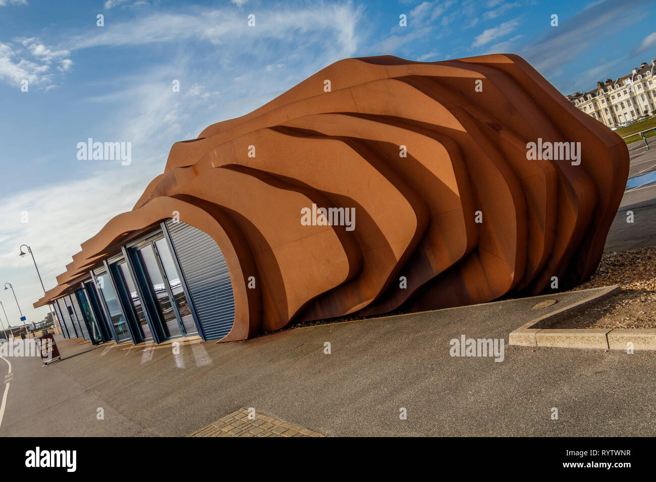 L'primé East Beach Café à Littlehampton, Sussex, UK. Architecturalement conçu par Thomas Heatherwick. Banque D'Images