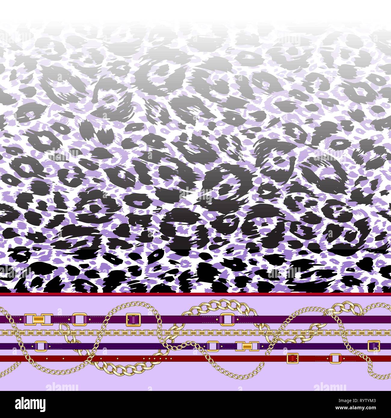 Abctract structure transparente avec les courroies, la chaîne sur le fond lumineux de la peau animale pour le tissu. Répéter la mode leopard print frontière. Illustration de Vecteur