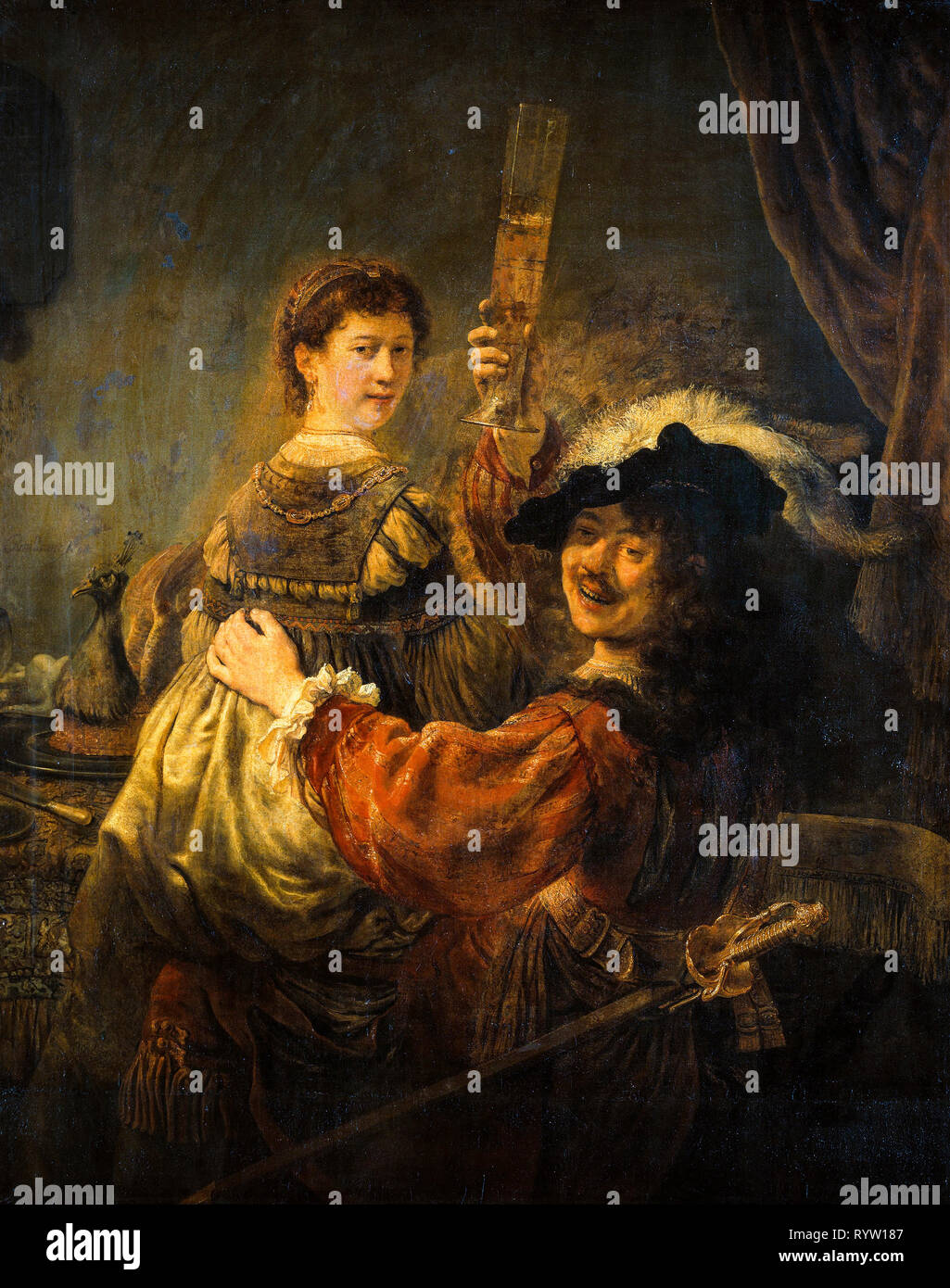 Le fils prodigue de la taverne, peinture, ch. Par Rembrandt 1635 Banque D'Images