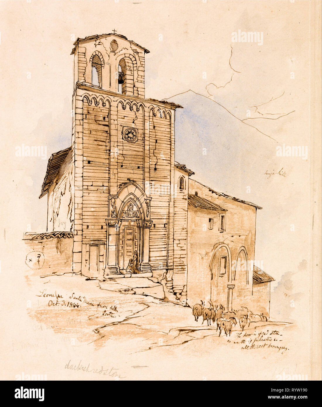 Leonessa, peinture par Edward Lear, 1844 Banque D'Images