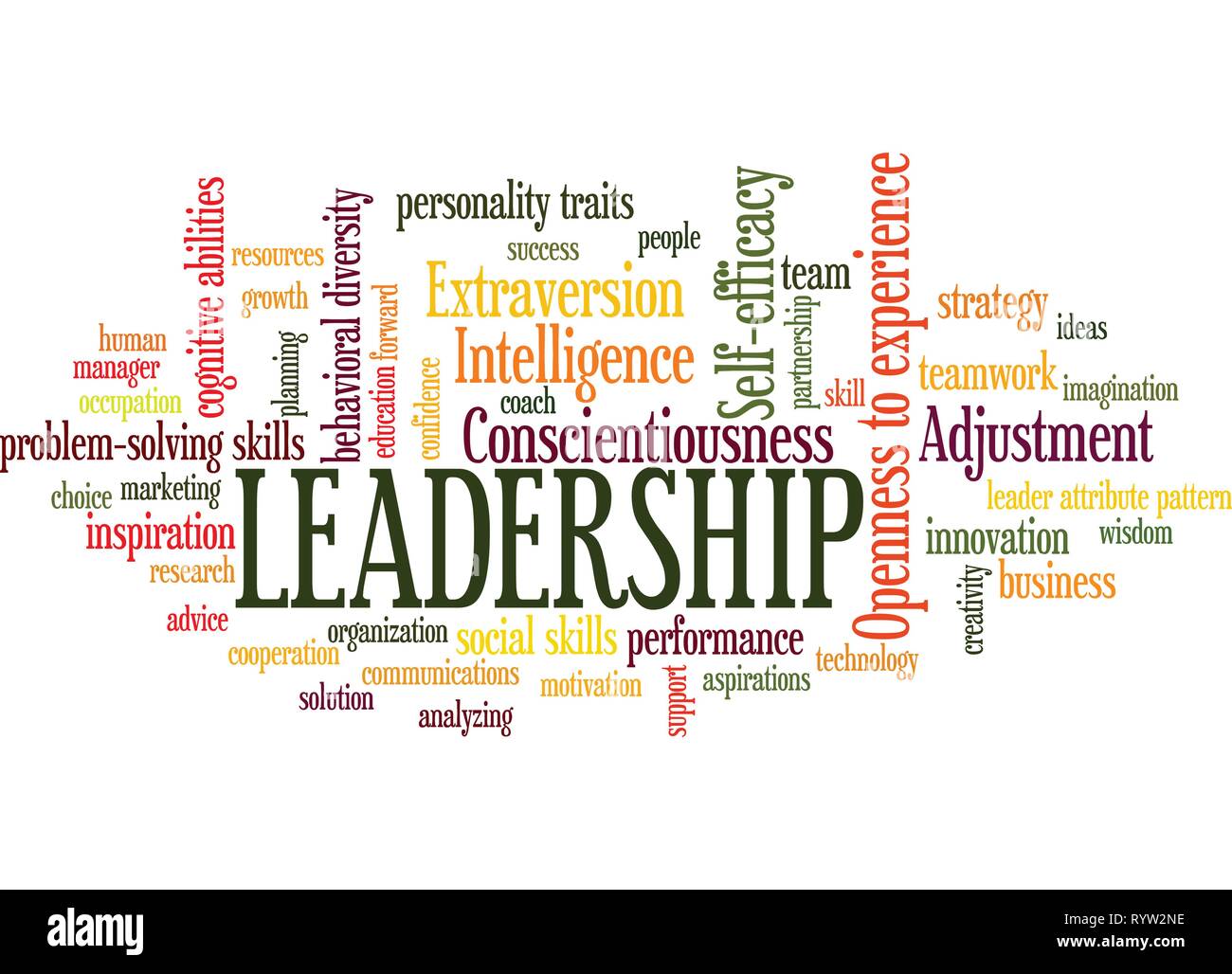 Mot Leadership Tag Cloud, montre des mots liés au leadership et leader d'attribut concept, vector ESP10 Illustration de Vecteur