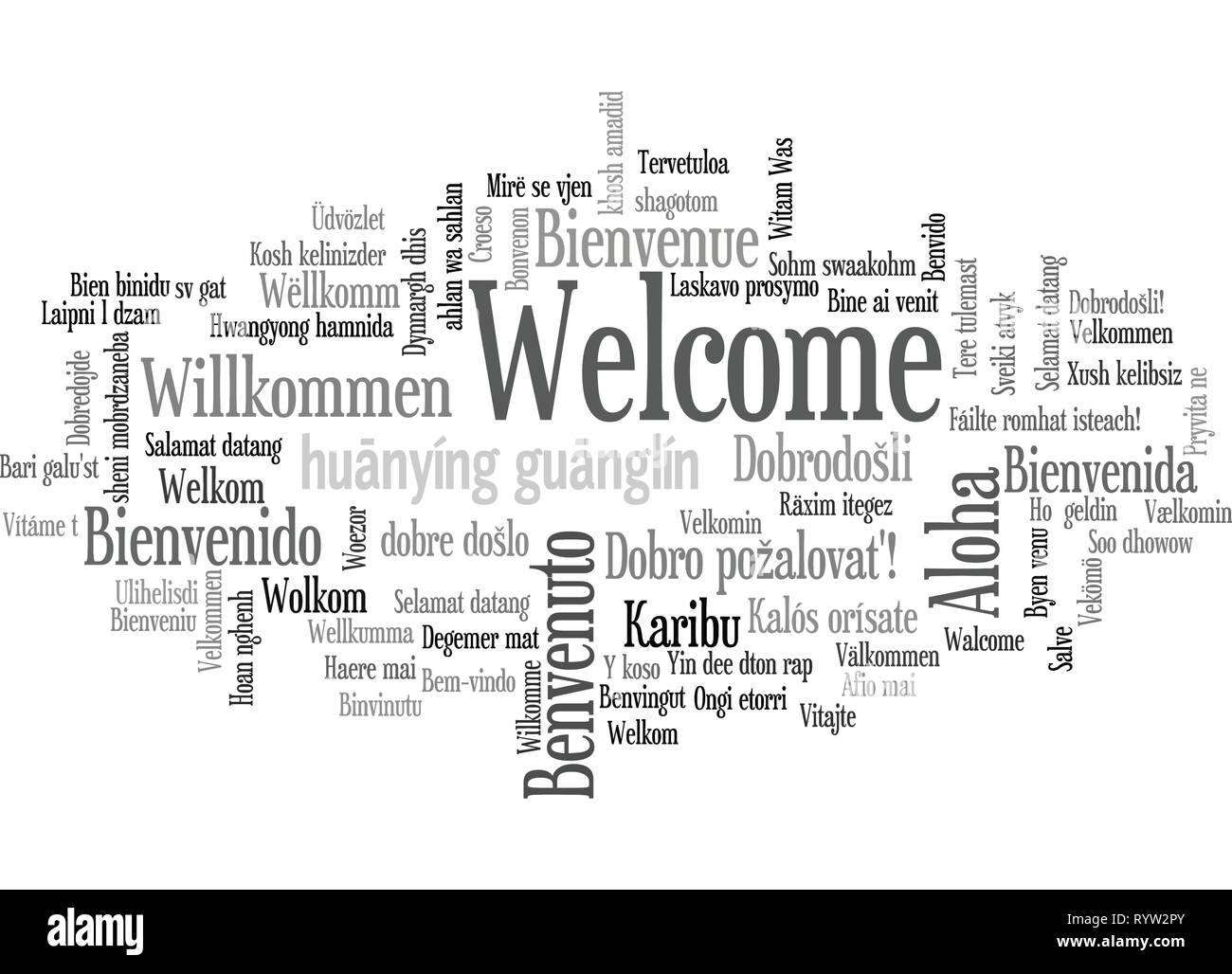 Mot Tag Cloud, spectacles équivalents de "Bienvenue", comment le dire en plusieurs langues, vector ESP10 Illustration de Vecteur