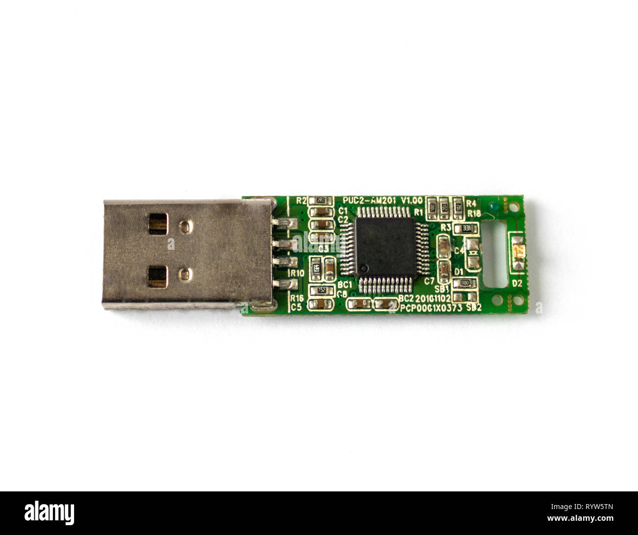Convertisseur pour connecter un microcontrôleur à un ordinateur sur un fond blanc, close-up Banque D'Images