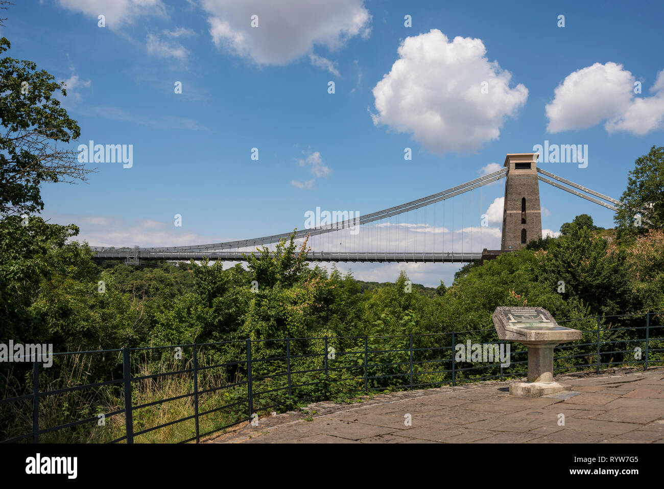 Le pont suspendu de Clifton et la recherche d'informations sur pierre lutrin, Bristol, UK Banque D'Images