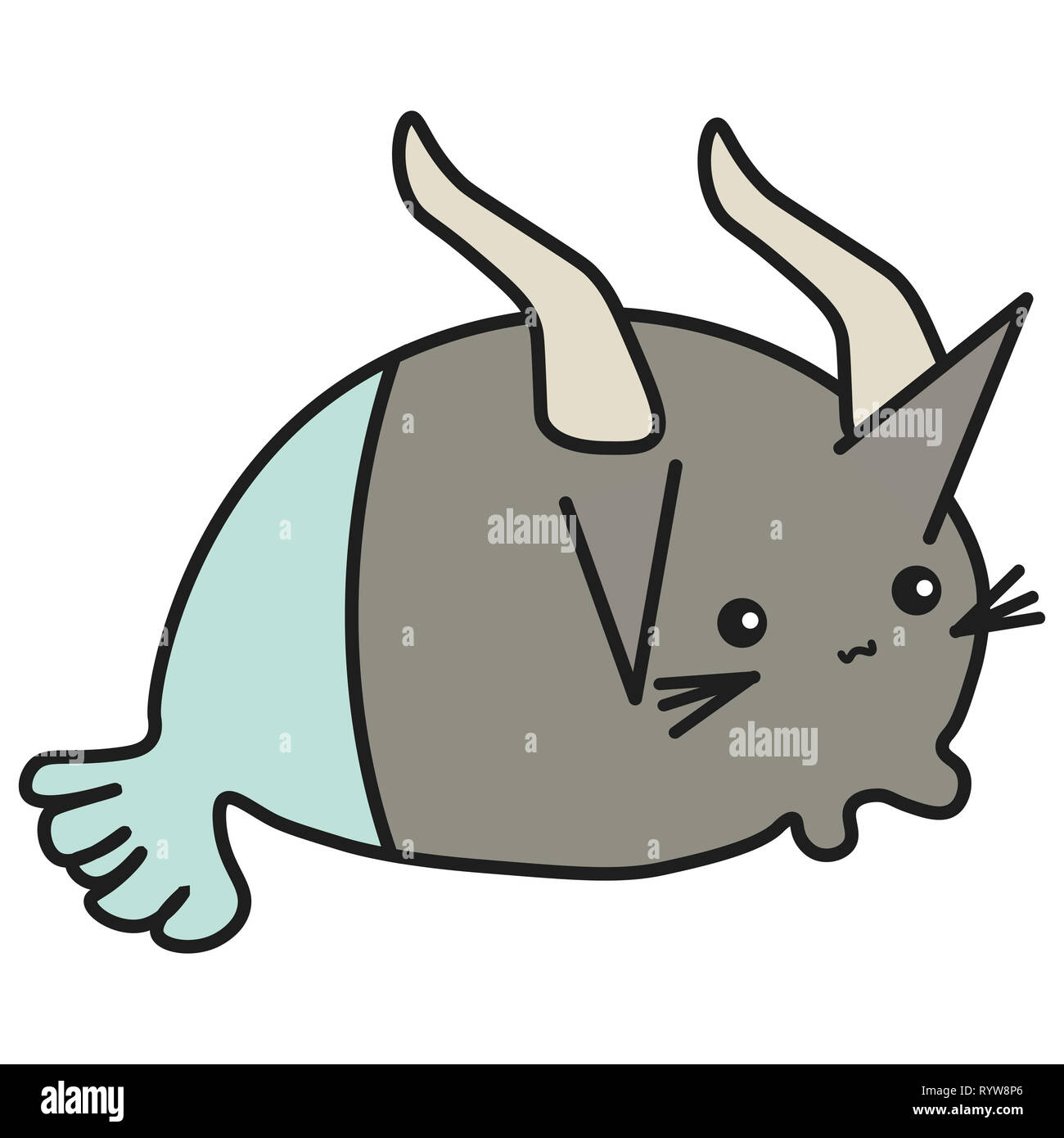 Bunny Capricorne signe du zodiaque en style cartoon. illustration sur fond blanc. Banque D'Images