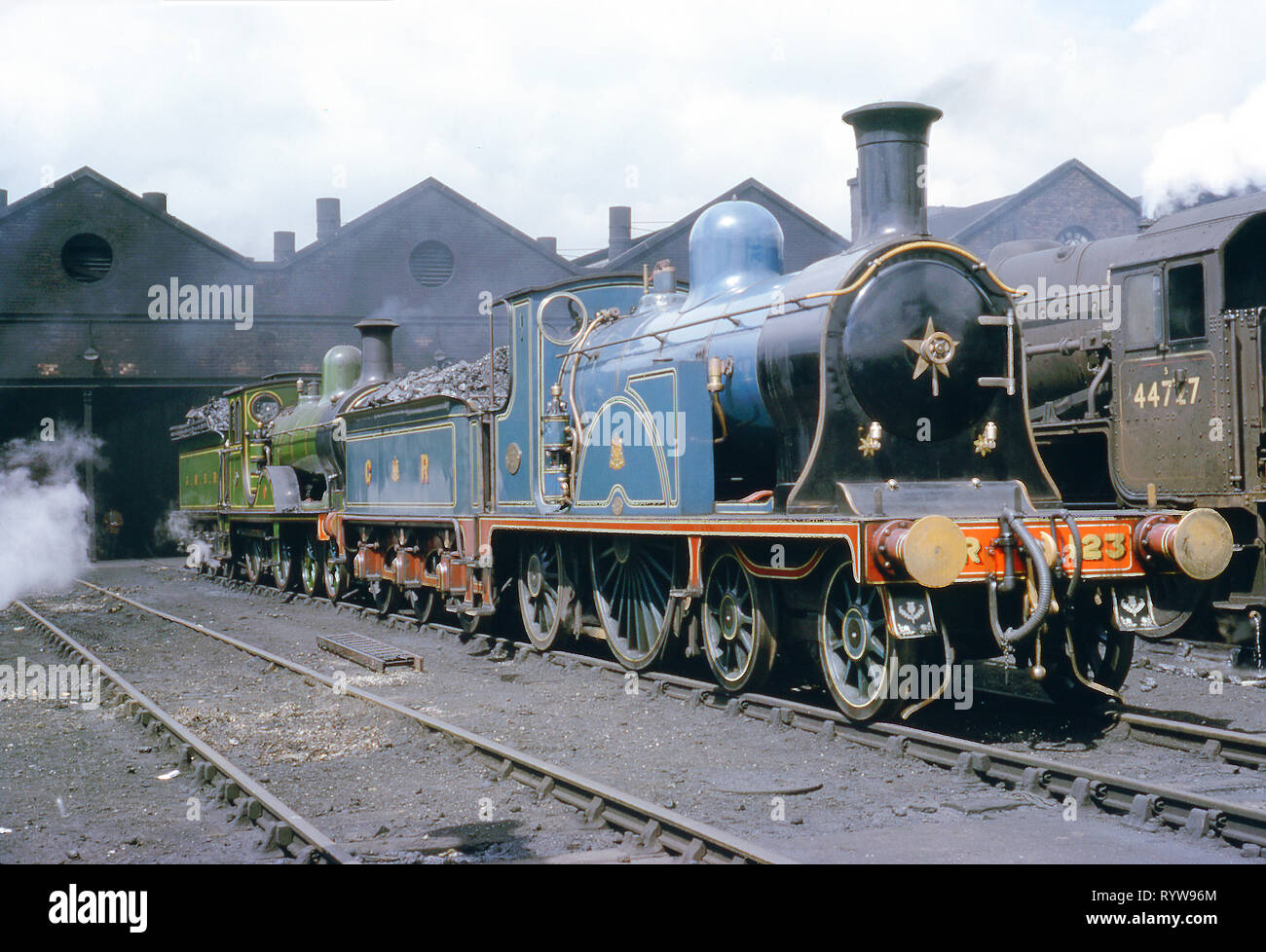 Grand Nord de l'Écosse Railway Loco No 49 et Caledonian Railway Loco n° 123 sur Kingmoor Shed, Carlisle l'Angleterre le 15 juin 1964 Banque D'Images