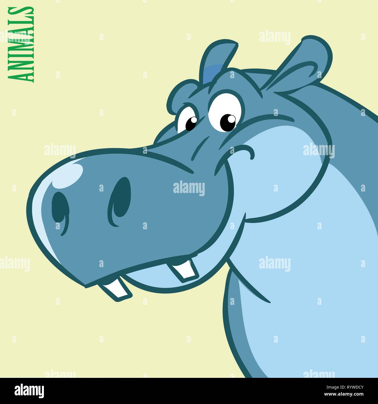 L'illustration montre une drôle de tête d'hippopotame. En fait l'illustration cartoon style. Illustration de Vecteur