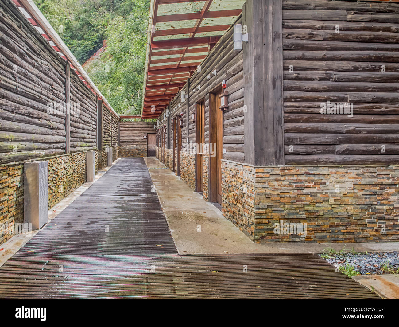 La montagne de Taiping, Taiwan - le 15 octobre 2016 : Hot spring cabine dans le Hot Spring Resort Taiping en montagne. Renze Hot Spring Cabin Banque D'Images