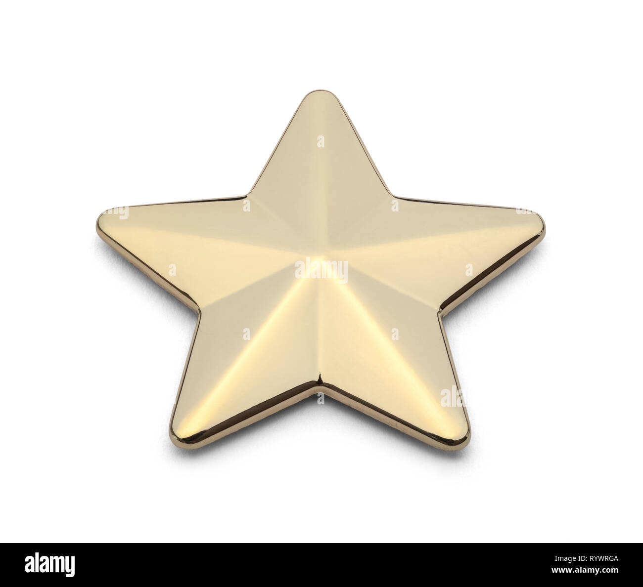 Metal Gold Star isolé sur fond blanc. Banque D'Images