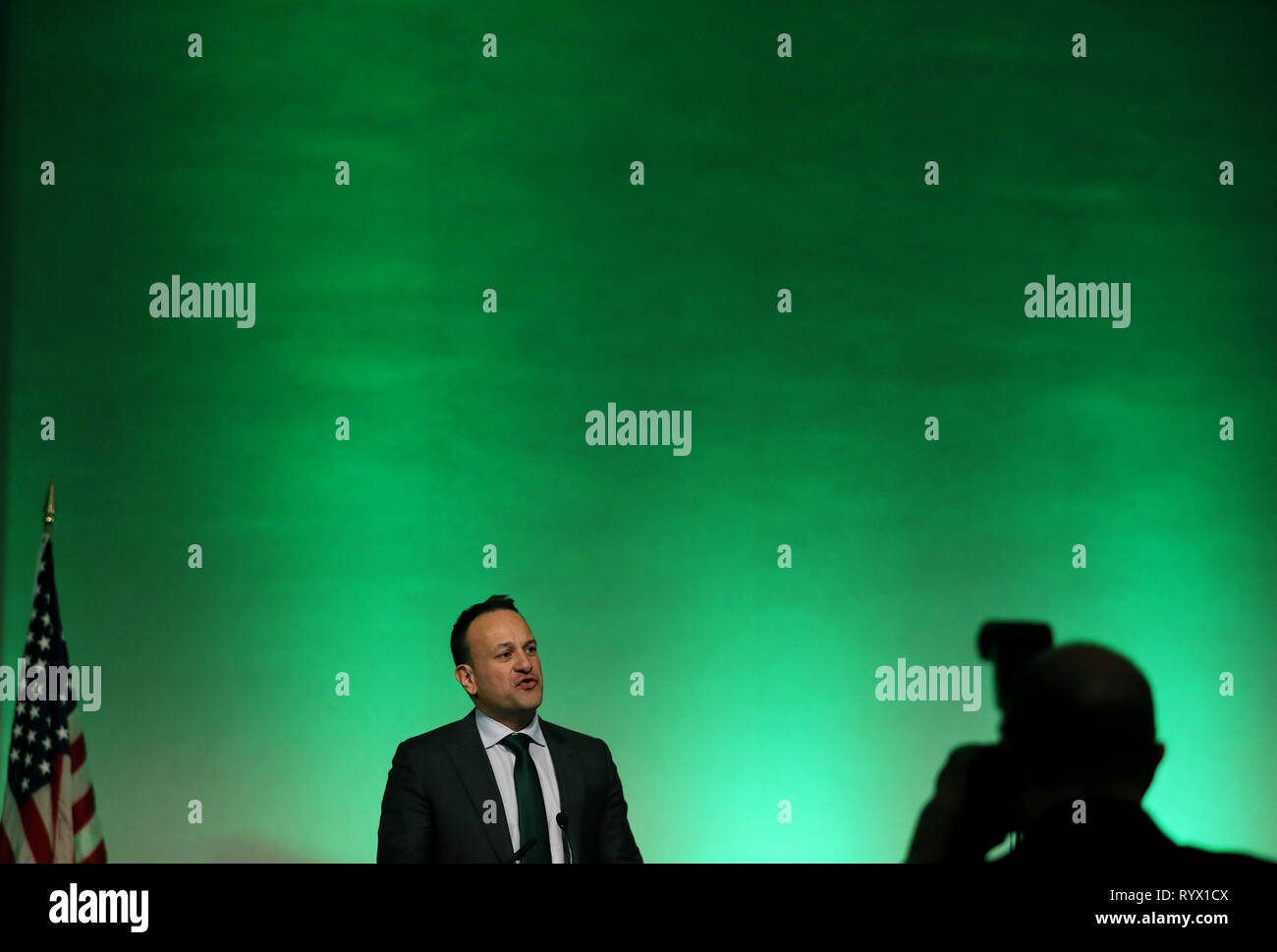 Leo Varadkar Taoiseach s'exprimant lors de la bourse annuelle du Club irlandais SPD Le dîner à l'hôtel Hilton Chicago, alors qu'il continue son voyage aux Etats-Unis. Banque D'Images