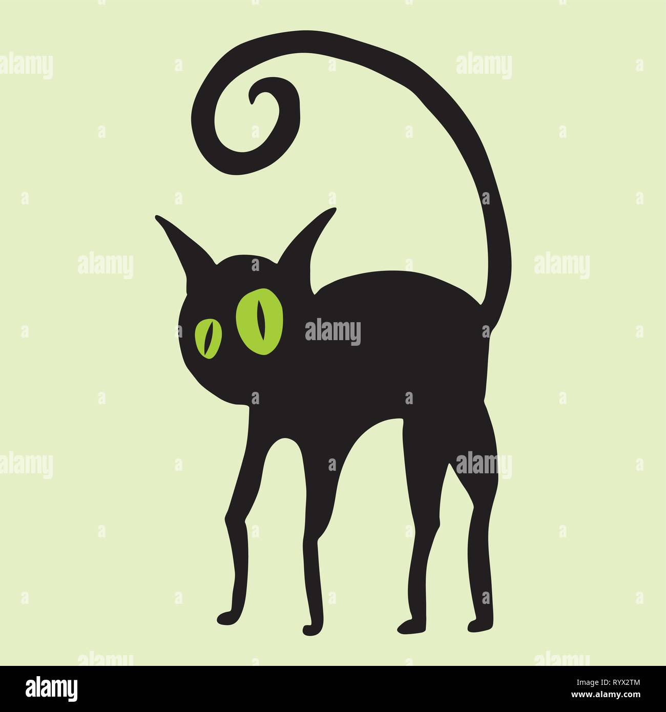 Chat noir aux yeux verts Illustration de Vecteur
