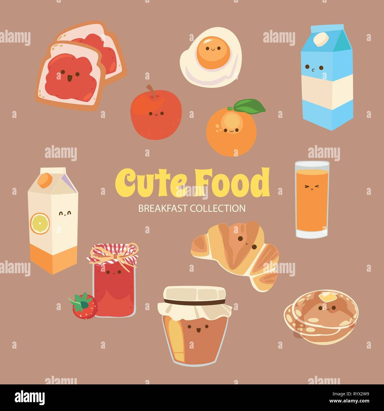 L'alimentation d'objets de collection Arc-en-ciel mignon Illustration de Vecteur
