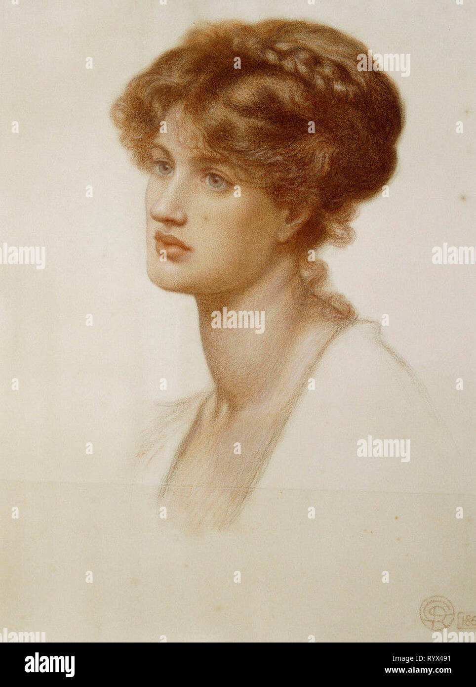 Portrait de Mme William J. Stillman, John William Waterhouse, buste longueur. Dante Gabriel Rossetti (1828-1882). Craie de couleur sur papier, 1869. Banque D'Images
