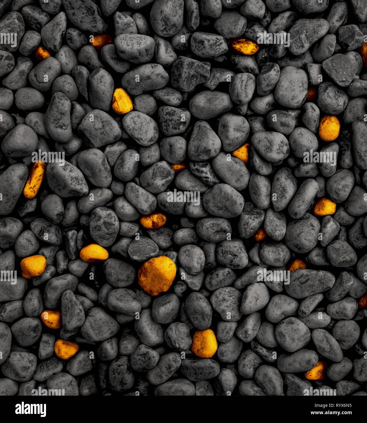L'or et le noir, fond noir en pierres dorées en pierre noire Banque D'Images
