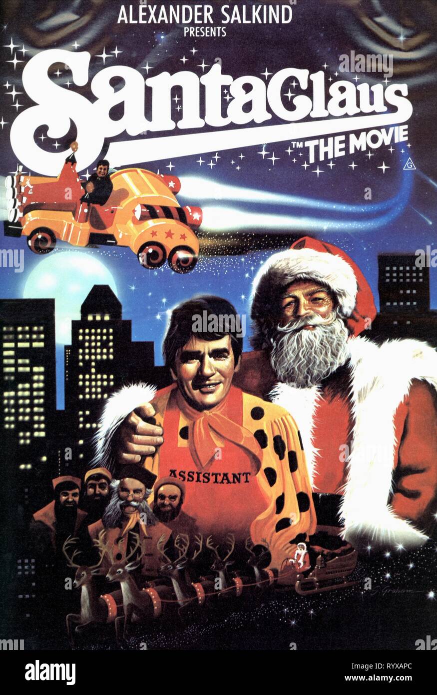 DUDLEY MOORE, David Huddleston MOVIE POSTER, PÈRE NOËL, 1985 Banque D'Images