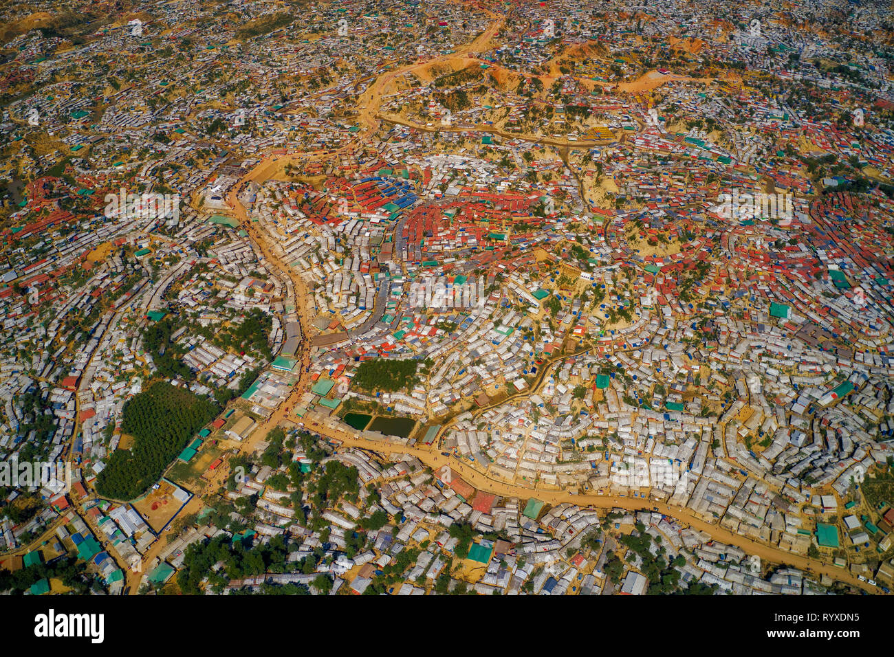 Plus grand camp de réfugiés au camp près de Rohingya de Kutupalong Cox's Bazar (Bangladesh). Banque D'Images