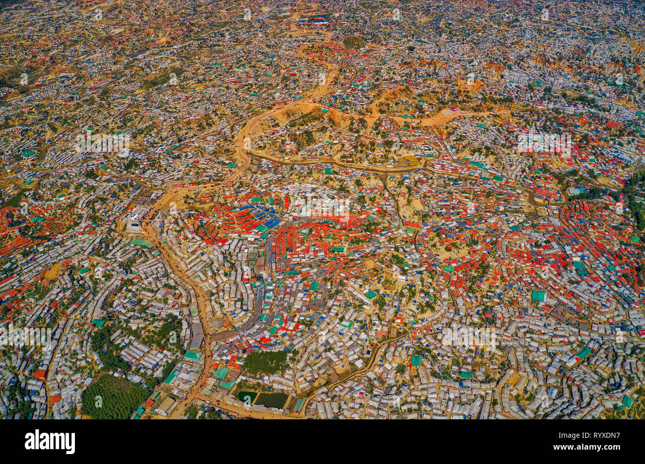 Plus grand camp de réfugiés au camp près de Rohingya de Kutupalong Cox's Bazar (Bangladesh). Banque D'Images
