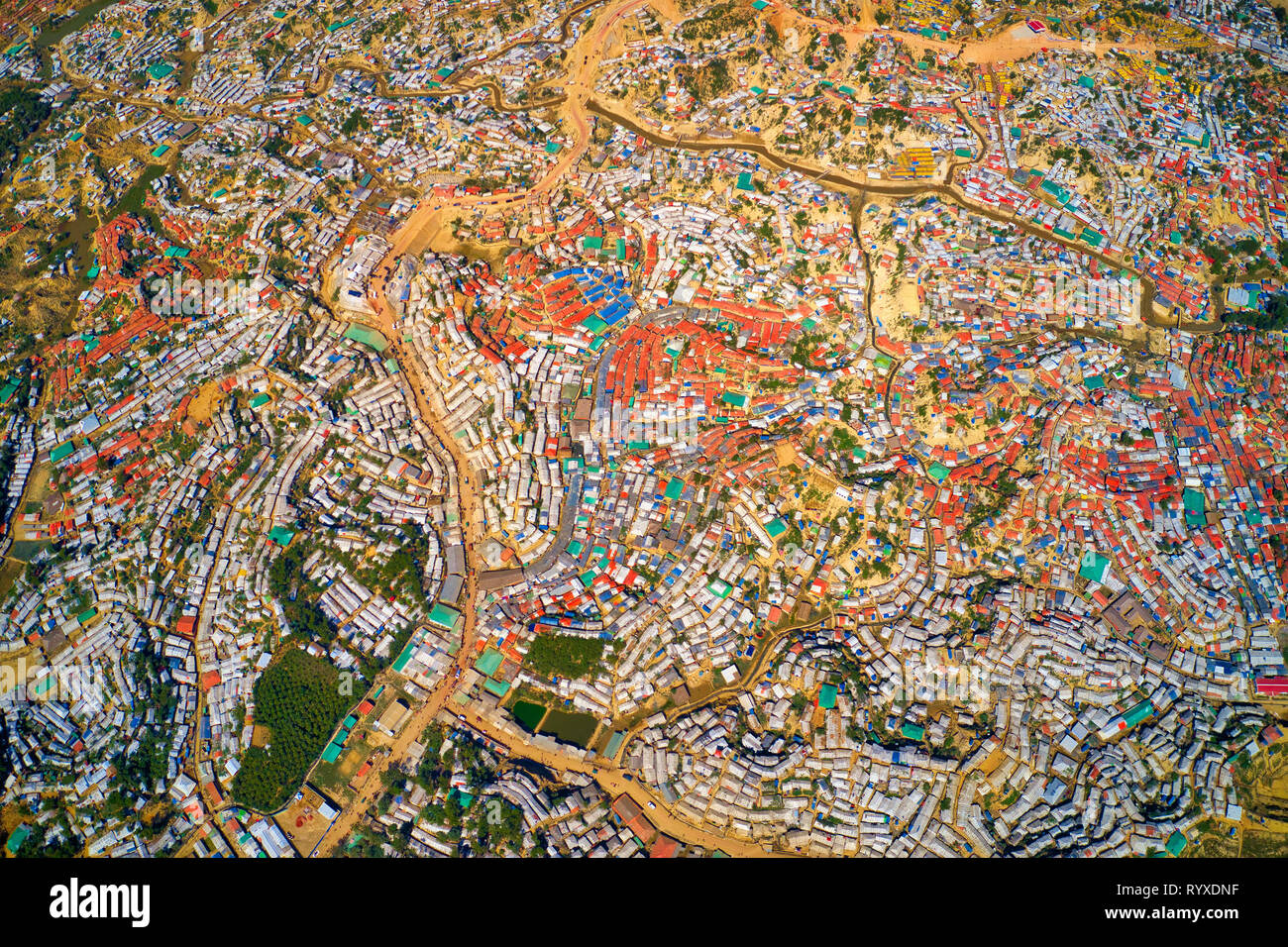 Plus grand camp de réfugiés au camp près de Rohingya de Kutupalong Cox's Bazar (Bangladesh). Banque D'Images