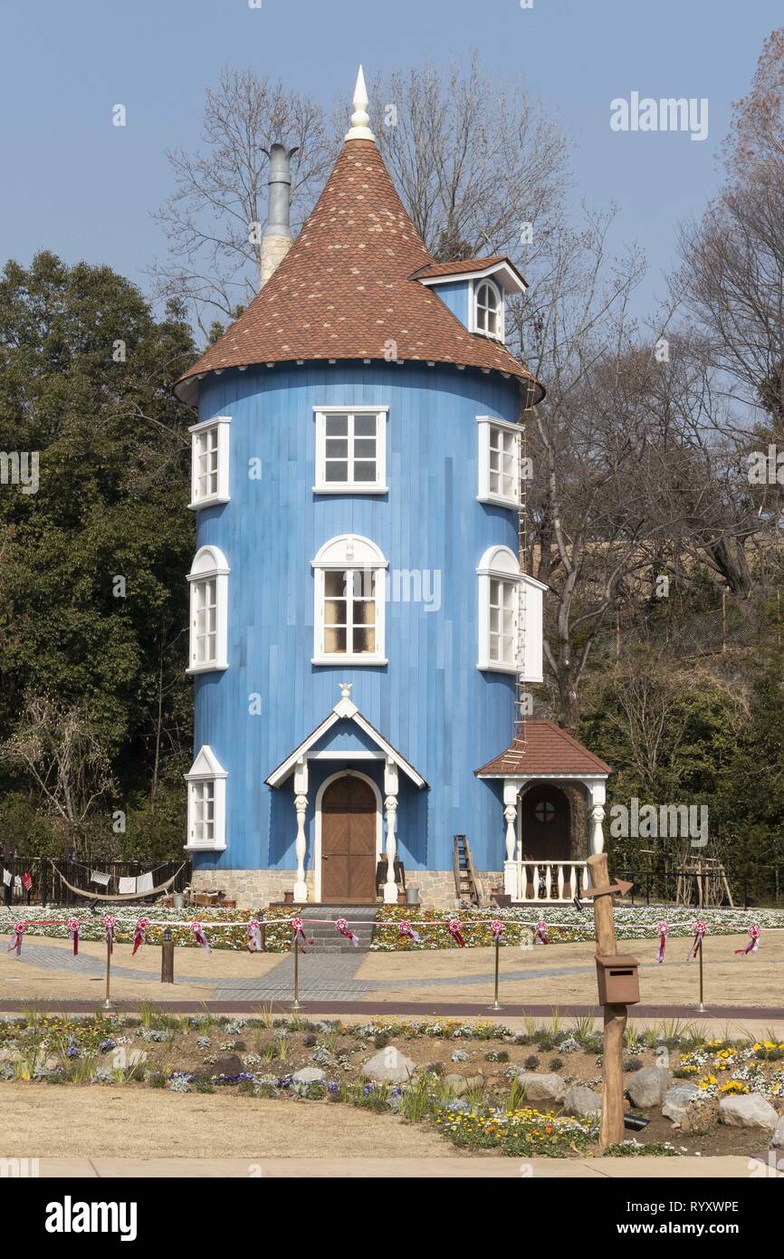 Saitama, Japon. Mar 16, 2019. Le nouveau parc à thème Moominvalley ouvre au public à Saitama. Le nouveau parc à thème inspiré de la série dramatique de la famille Animation British-Finnish Moominvalley a ouvert ses portes aujourd'hui (16 mars) dans la ville de Hanno, Saitama, près de Tokyo. Credit : Rodrigo Reyes Marin/ZUMA/Alamy Fil Live News Banque D'Images