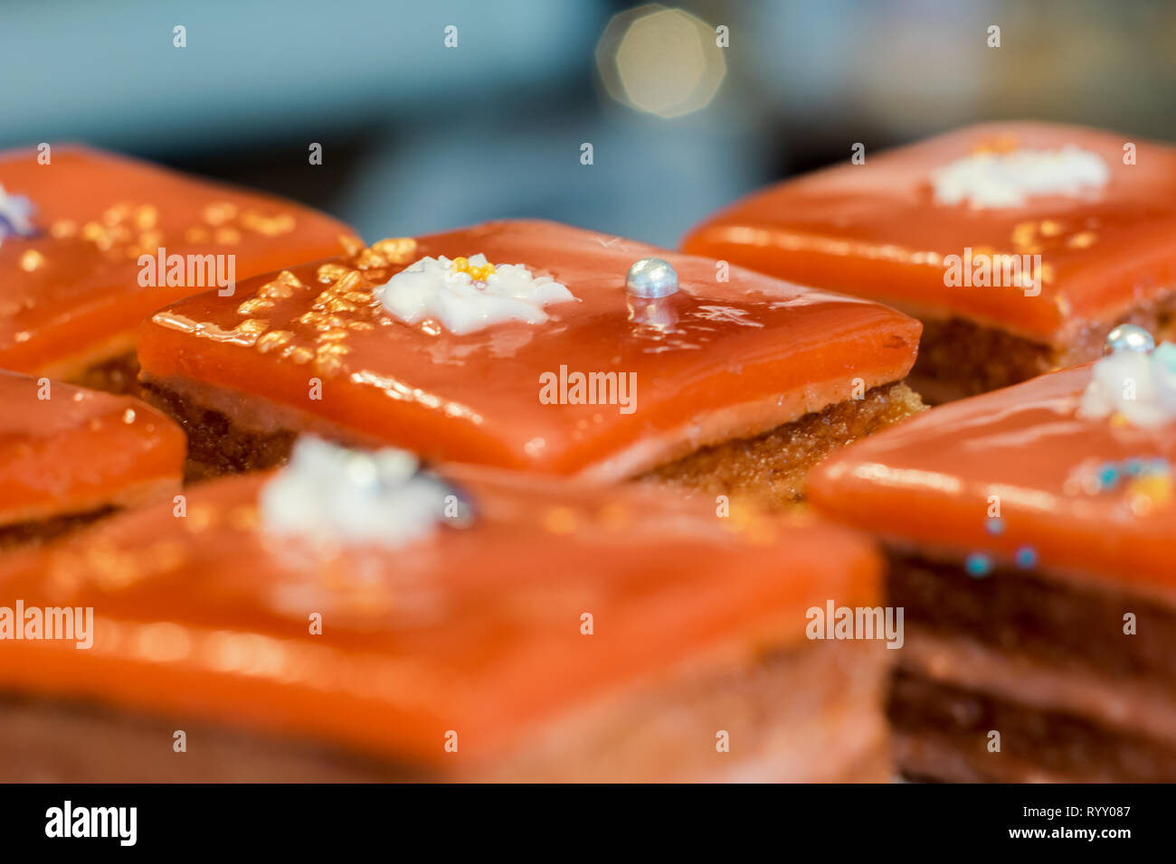 Kuchen, Kuchenstücke als Dessert - Süße Nachspeise Banque D'Images