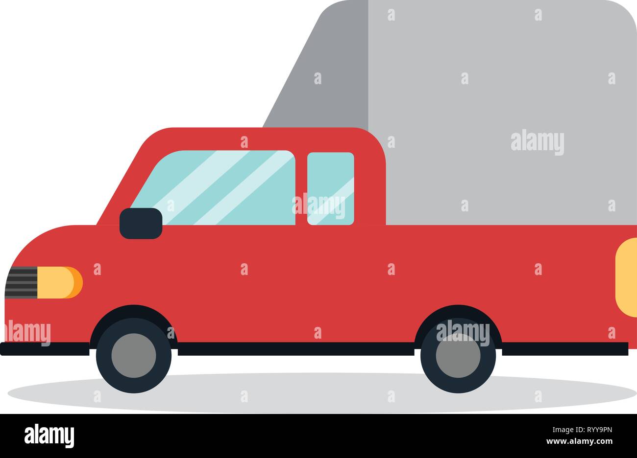 Location Appartement design dessin animé minime avec fond blanc vector.Red truck modèle plat.Thai mini truck Illustration de Vecteur