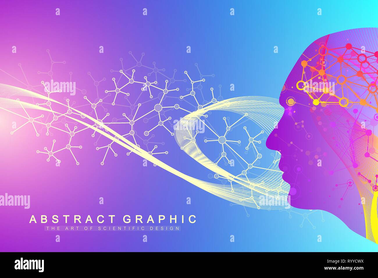 Vector illustration scientifique le génie génétique et la manipulation des gènes concept. L'hélice de l'ADN, ADN, molécule ou atome, les neurones. Structure abstraite Illustration de Vecteur