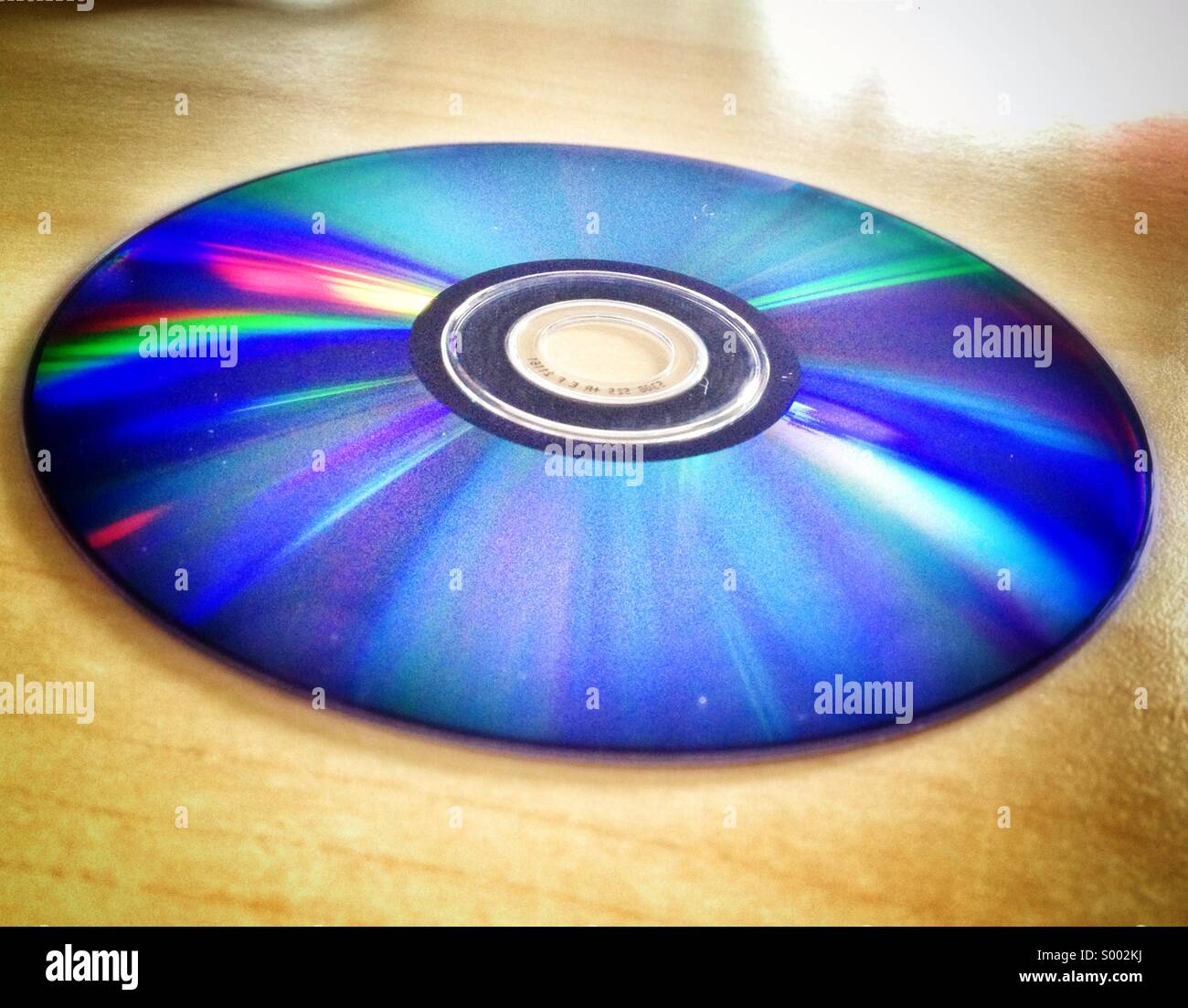 Disque compact, DVD, Close up avec la réflexion de la lumière Banque D'Images