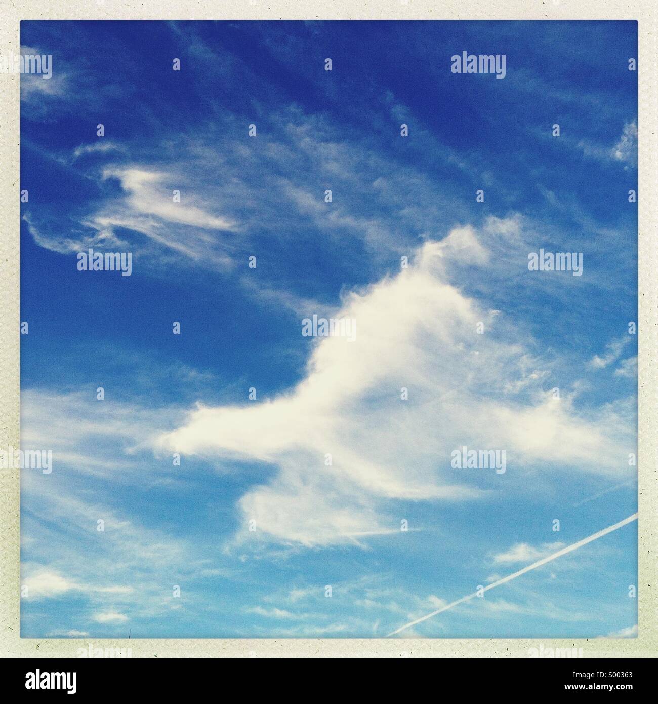 Un nuage dans le ciel en forme d'avion / d'oiseaux Banque D'Images
