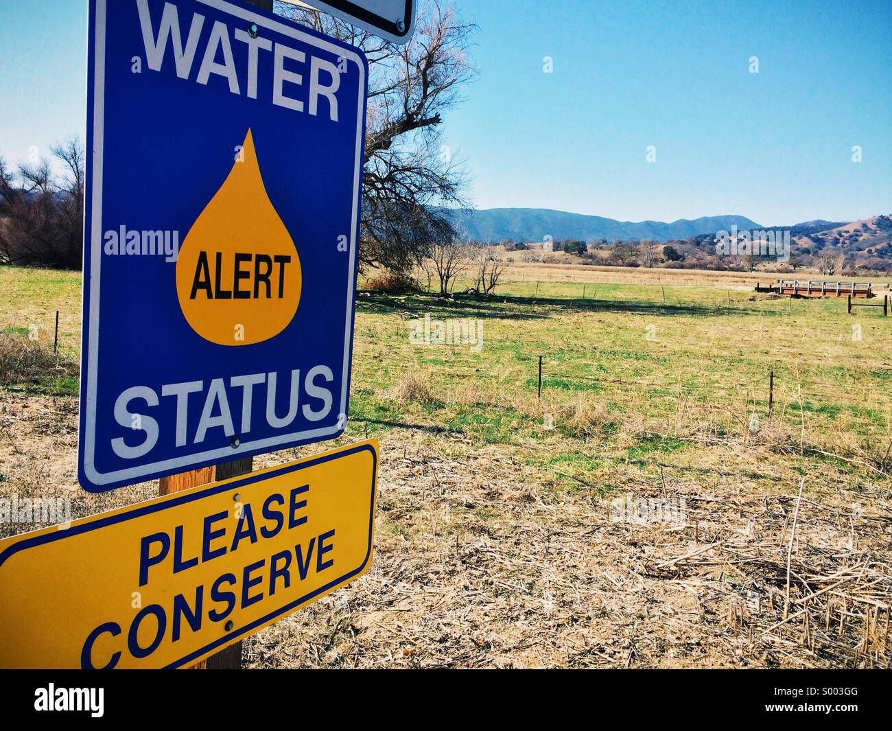 La signalisation routière en Californie pour la conservation de l'eau Banque D'Images