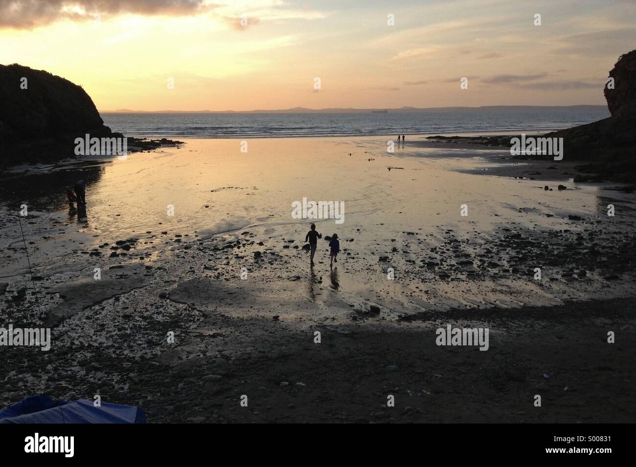 Coucher de soleil sur la plage de Petit Havre Banque D'Images