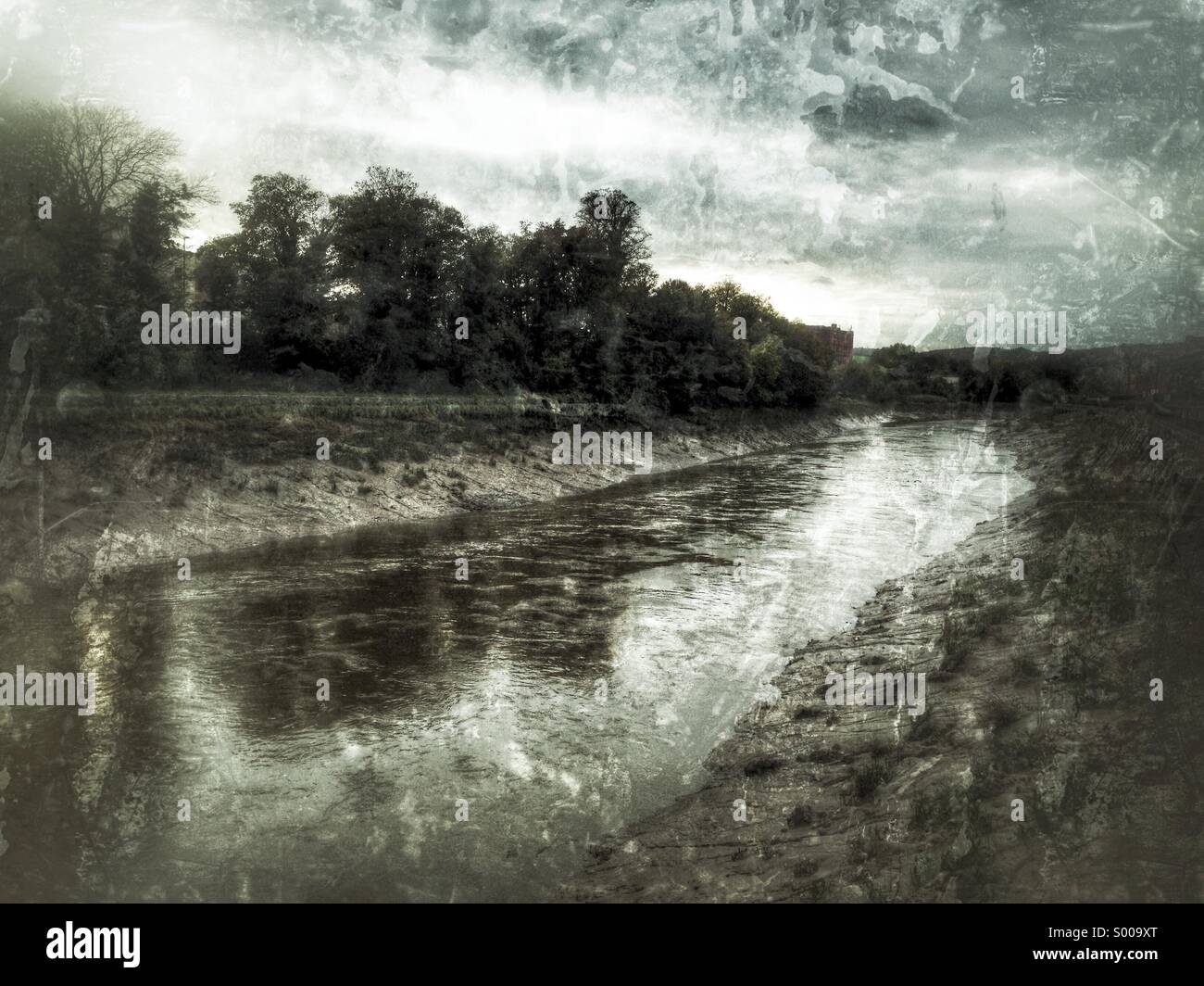 Effet aquarelle de la rivière Avon en Bristol - Image de stock capturée avec un smartphone