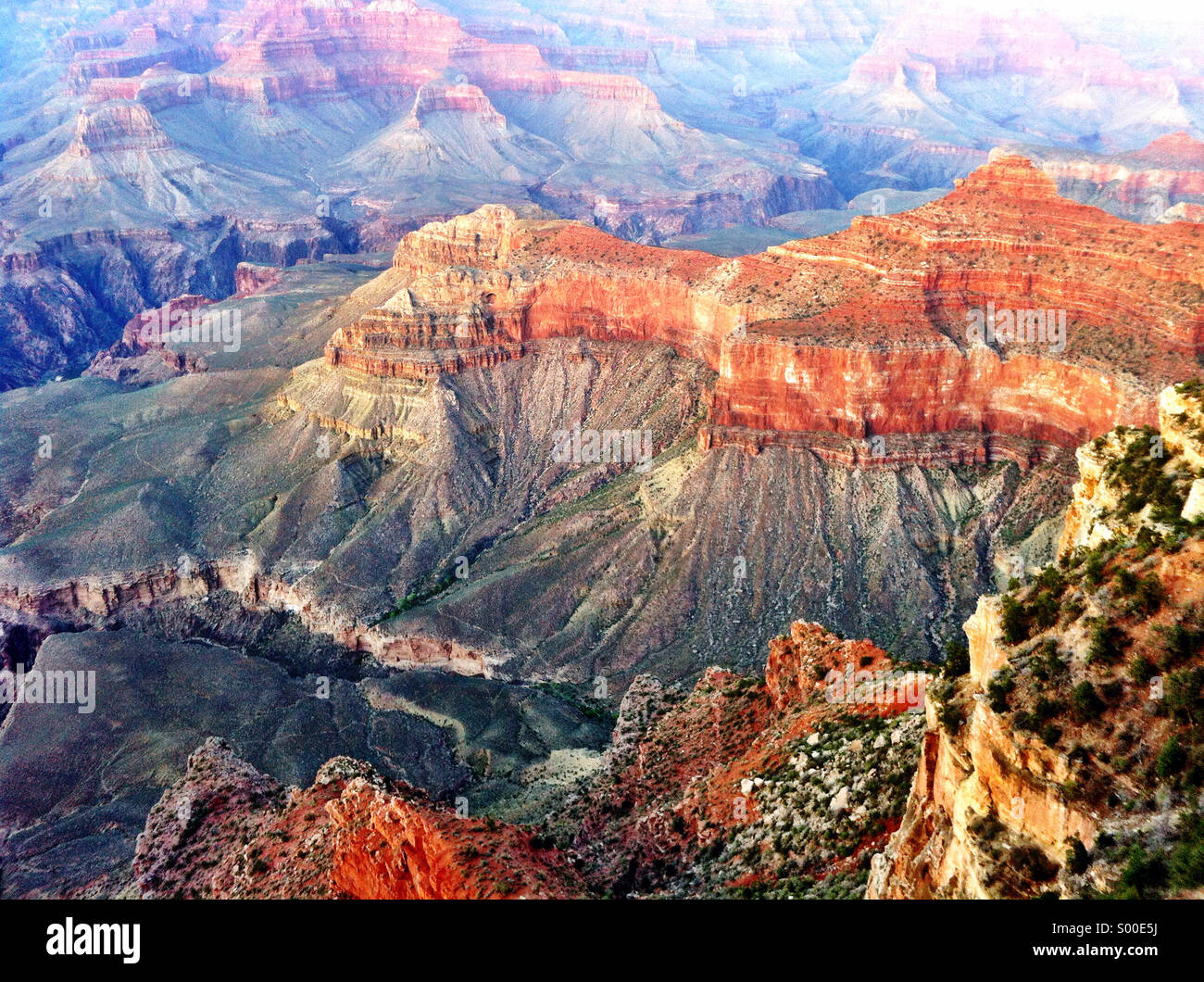 À la recherche vers le bas dans le Grand Canyon. Banque D'Images