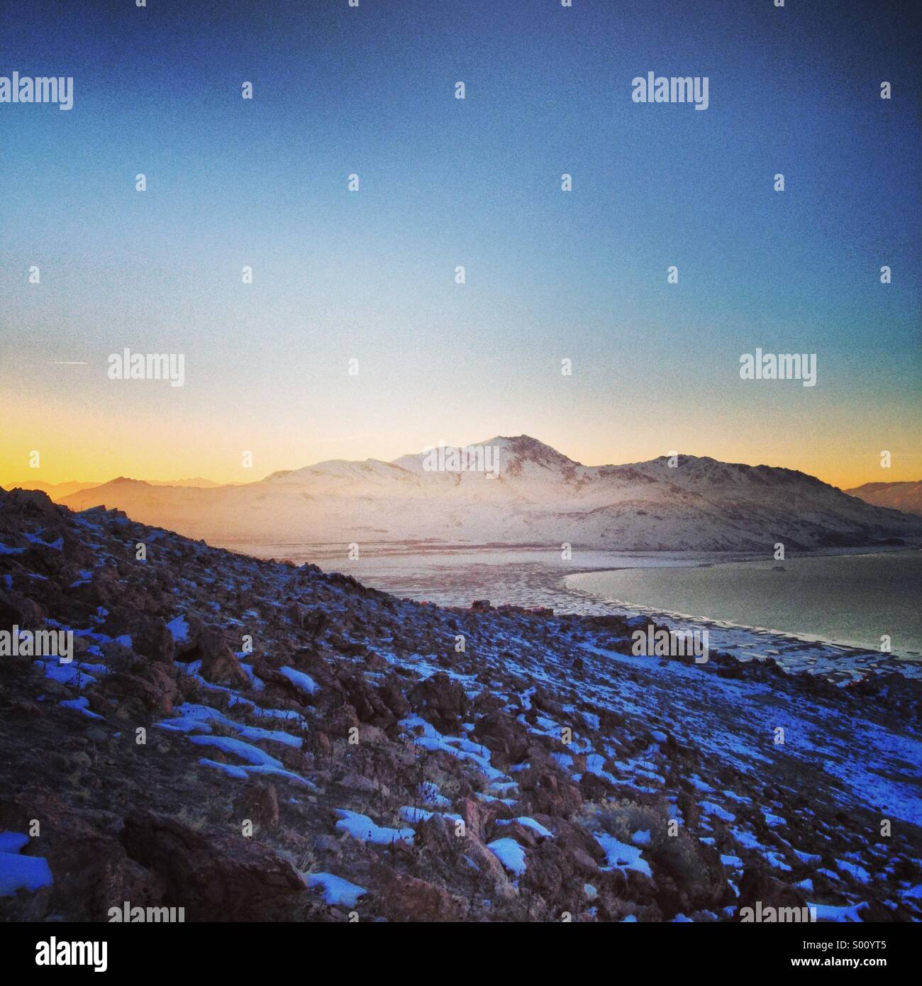 Tôt le matin, la lumière à Antelope Island State Park dans le nord de l'Utah Banque D'Images
