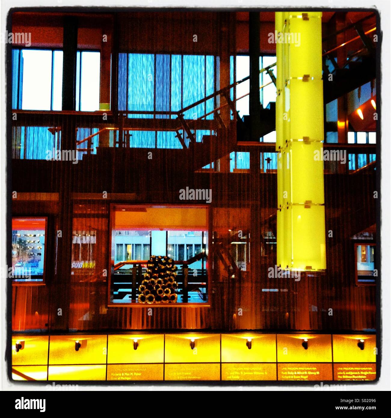 Hall au Max M Fisher Music Center, domicile de l'Orchestre symphonique de Detroit, Detroit, Michigan. Banque D'Images