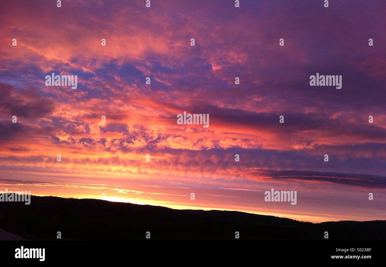Le maquereau ciel coucher soleil Banque D'Images