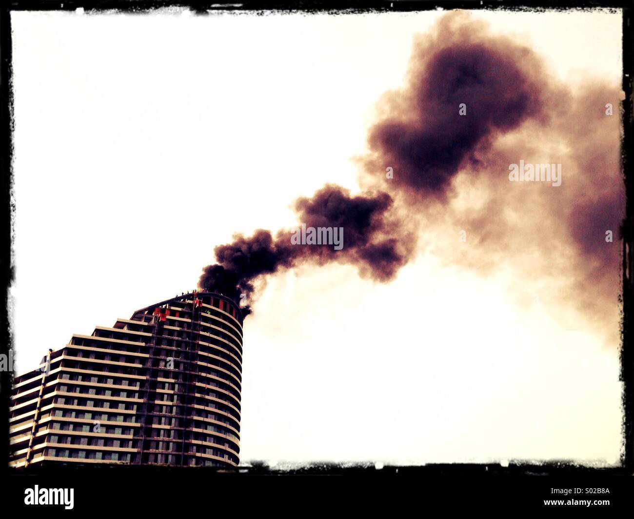 Le feu sur le bâtiment Banque D'Images
