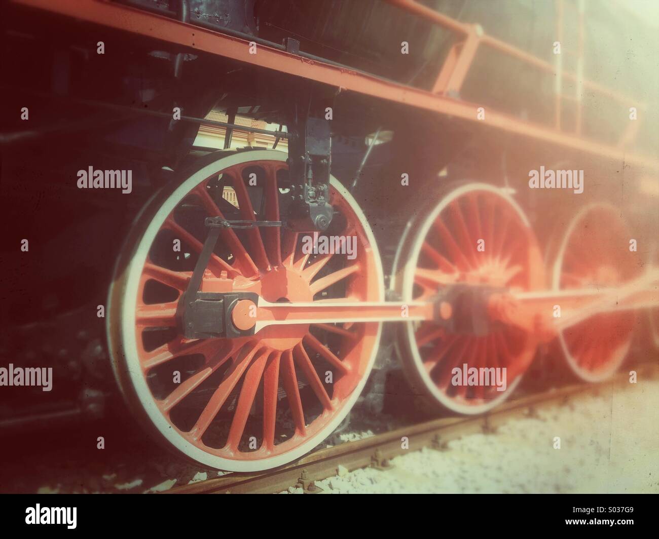 Roues vieille locomotive à vapeur Banque D'Images