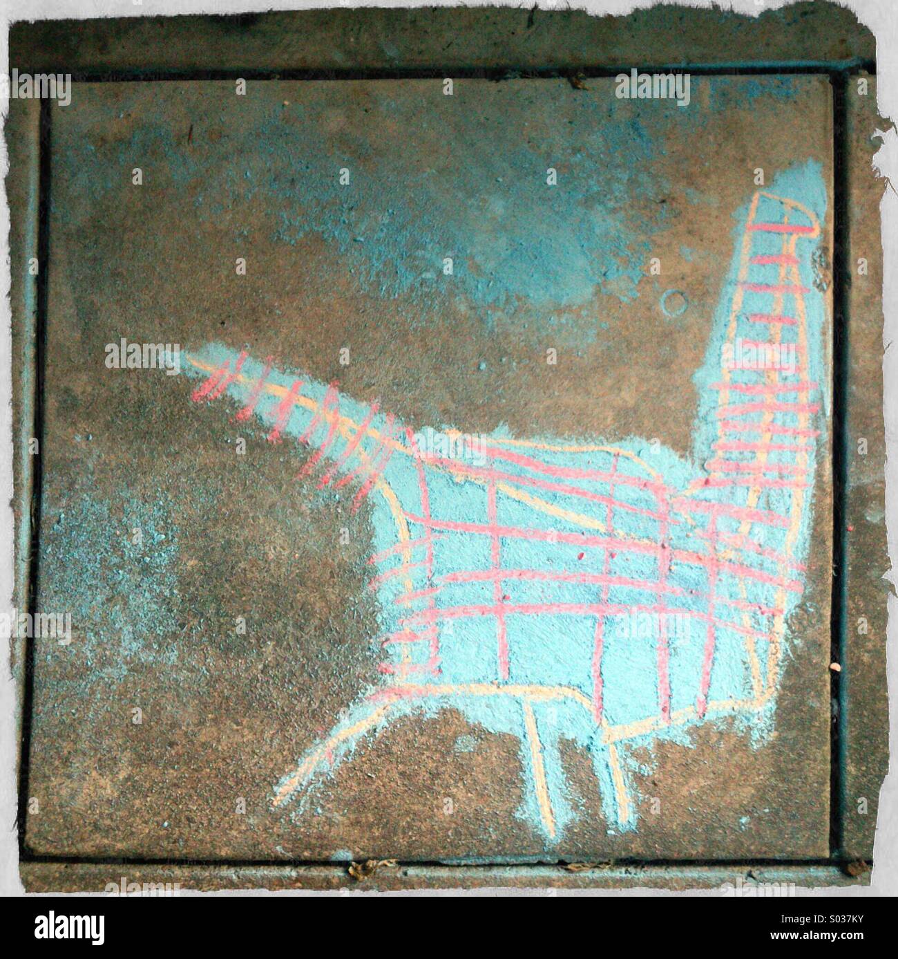 Dessin de dinosaure, par un enfant. Banque D'Images