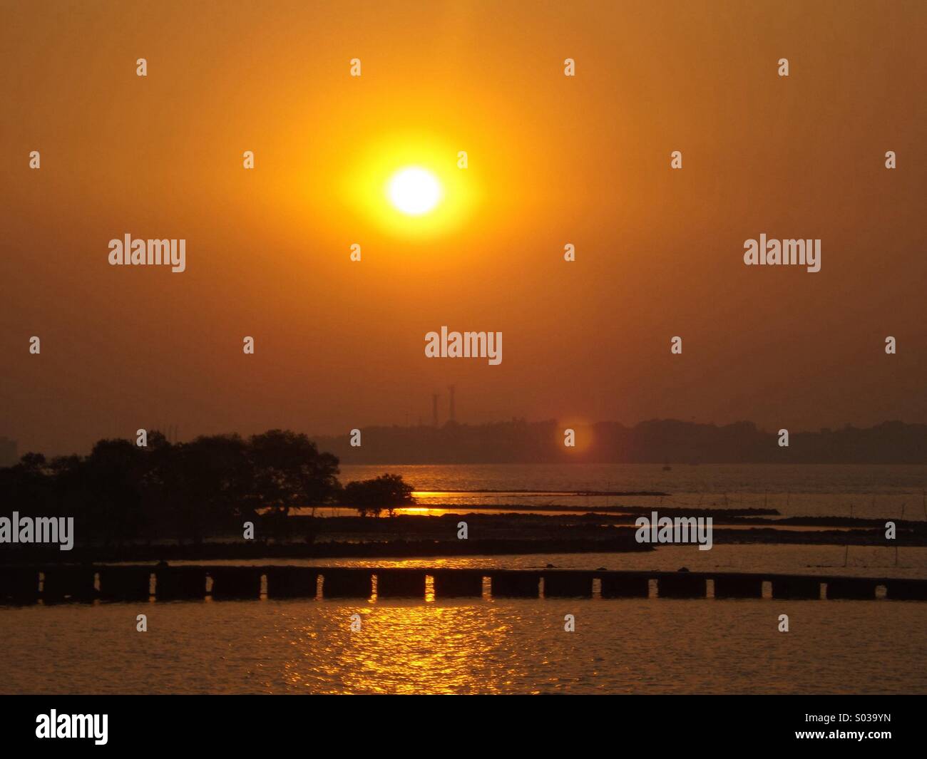 Coucher de soleil à l'île d'Elephanta Banque D'Images