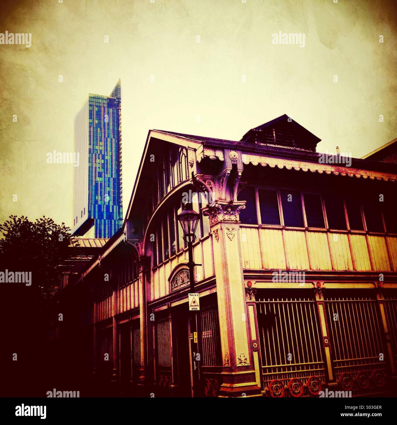 Manchester science museum et Hilton Hotel - Image de stock capturée avec un smartphone