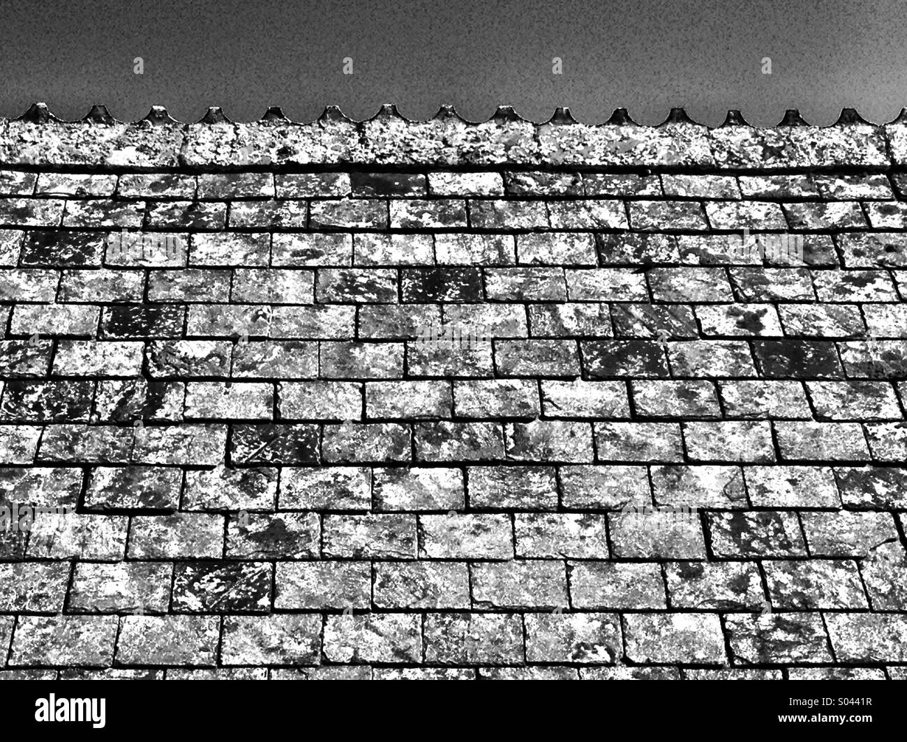 Toiture en ardoise sur la vieille église Banque D'Images