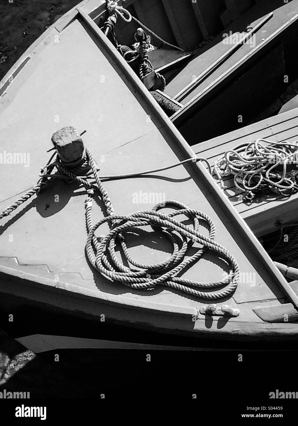 Cordes et détail d'un bateau à voile. Banque D'Images