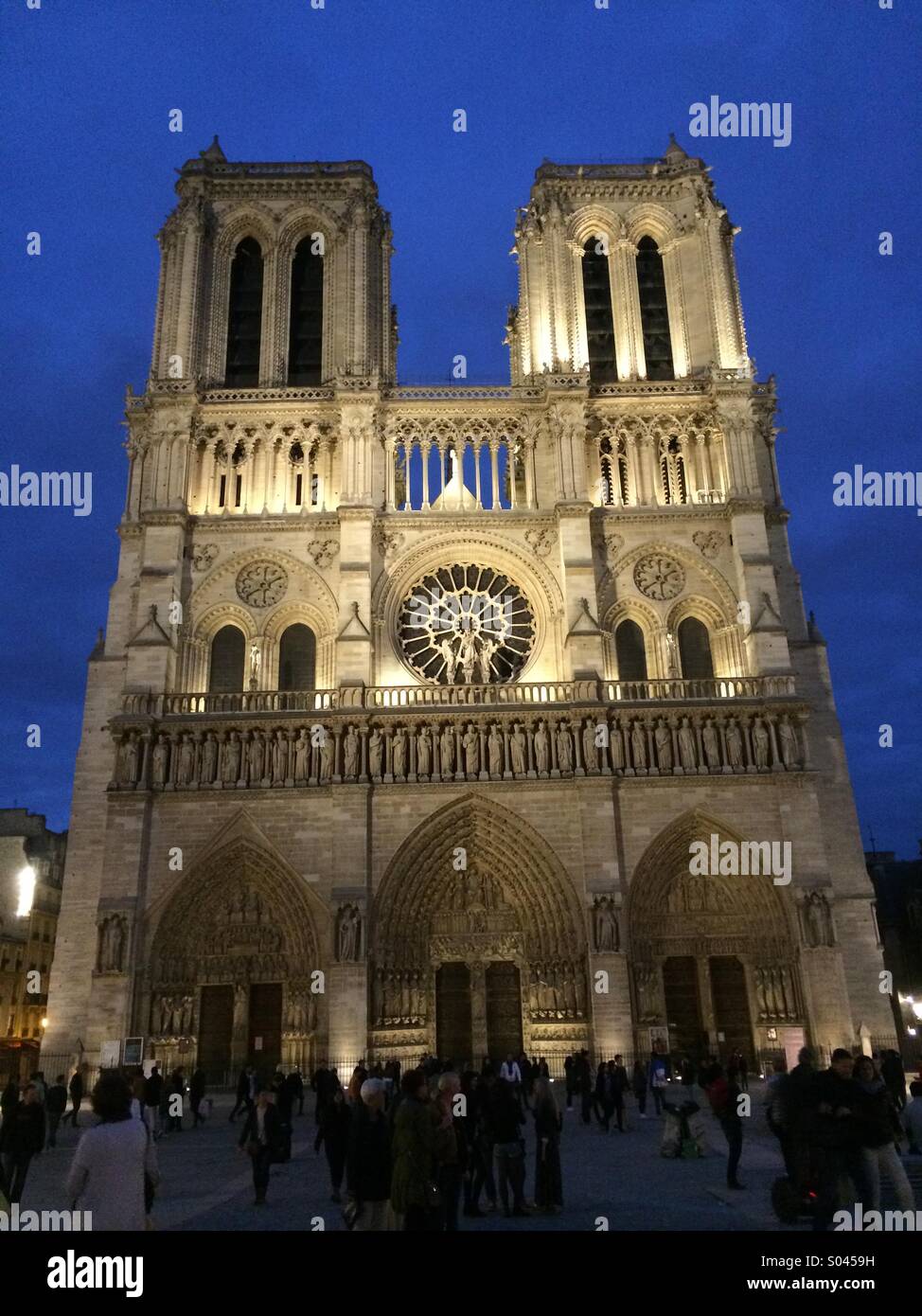 Notre Dame de nuit Banque D'Images