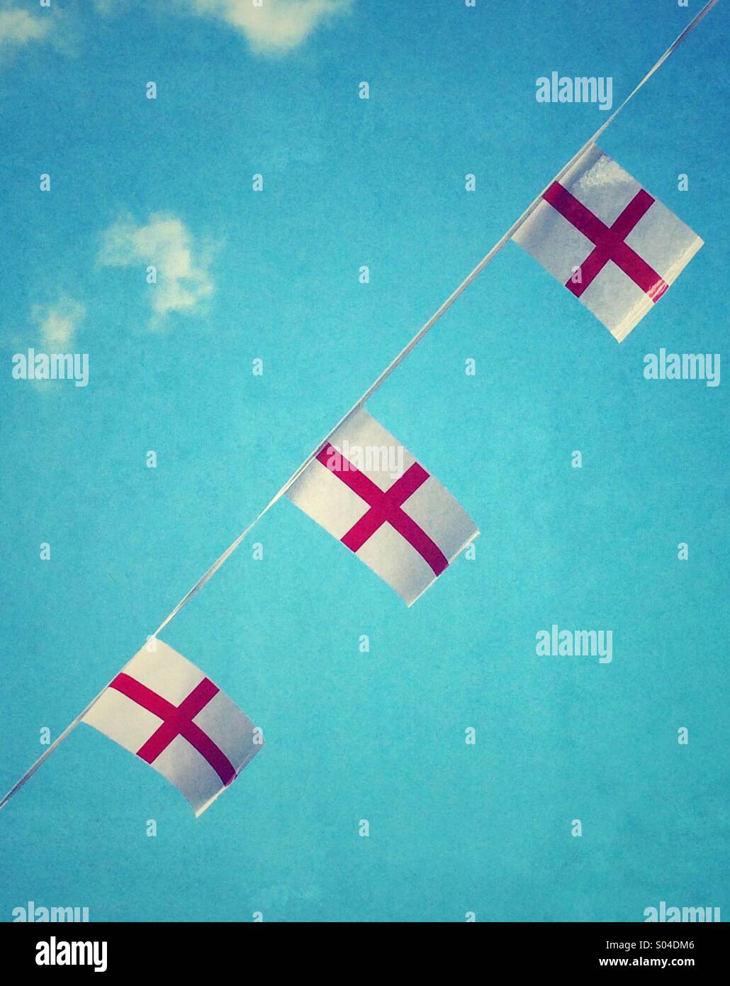 Drapeaux de l'Angleterre comme bunting Banque D'Images