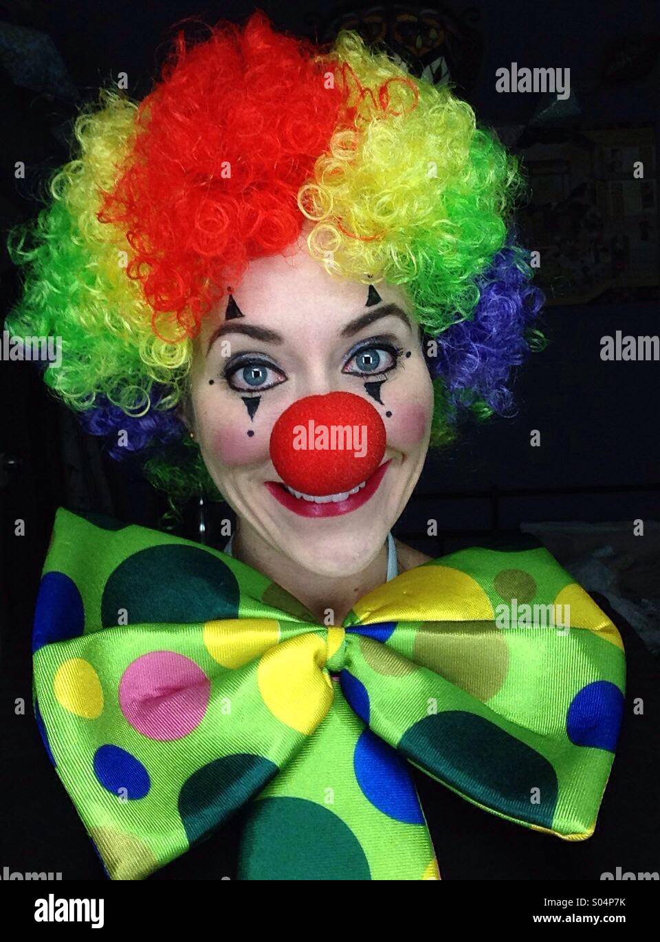 Happy girl clown Banque D'Images